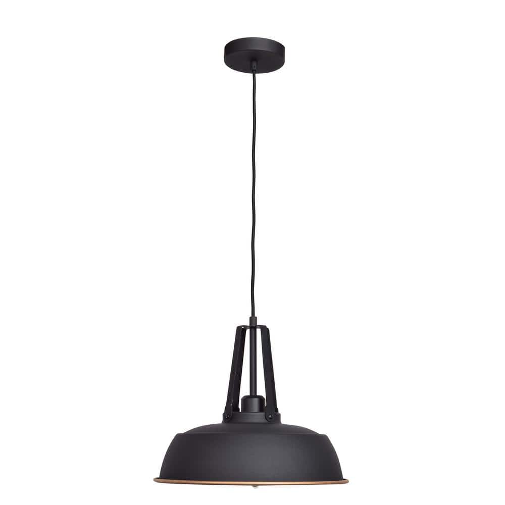 Nostalgia Matte Black 14" LED Pendant with Glass Accents