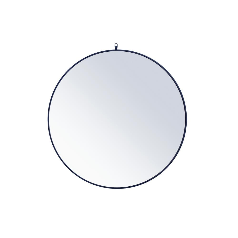 Large Round Blue Modern Mirror (42 in. H x 42 in. W)