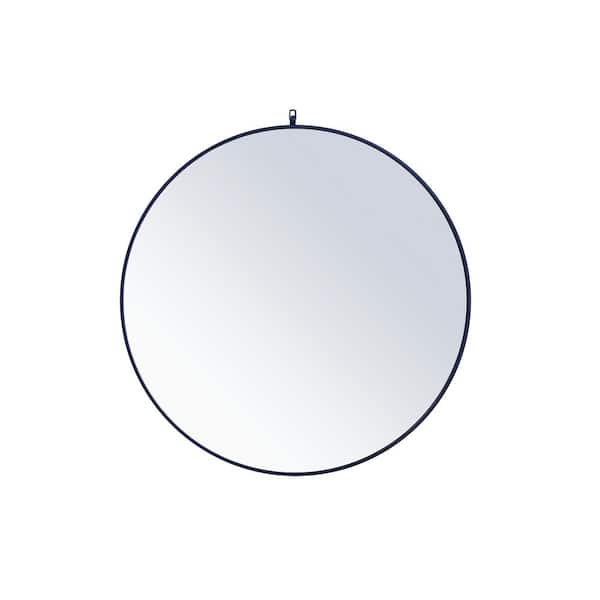 Unbranded Large Round Blue Modern Mirror (42 in. H x 42 in. W)