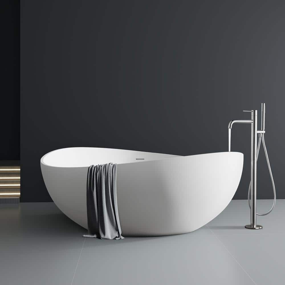 SJ STAR&JANE 5-63-B 63'' x 38'' Freestanding Soaking Solid Surface Bathtub