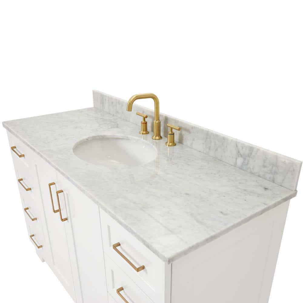 Taylor White Marble Top Freestanding Single Vanity, 55"