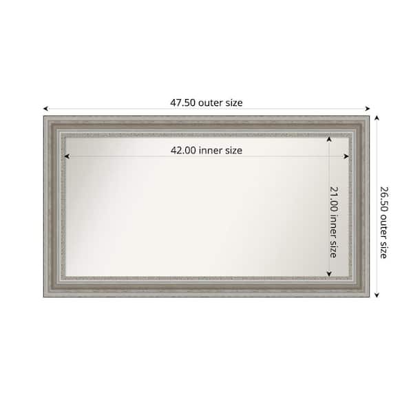 Amanti Art Parlor Silver 47.5 in. x 26.5 in. Custom Non-Beveled Recycled Polystyrene Framed Bathroom Vanity Wall Mirror