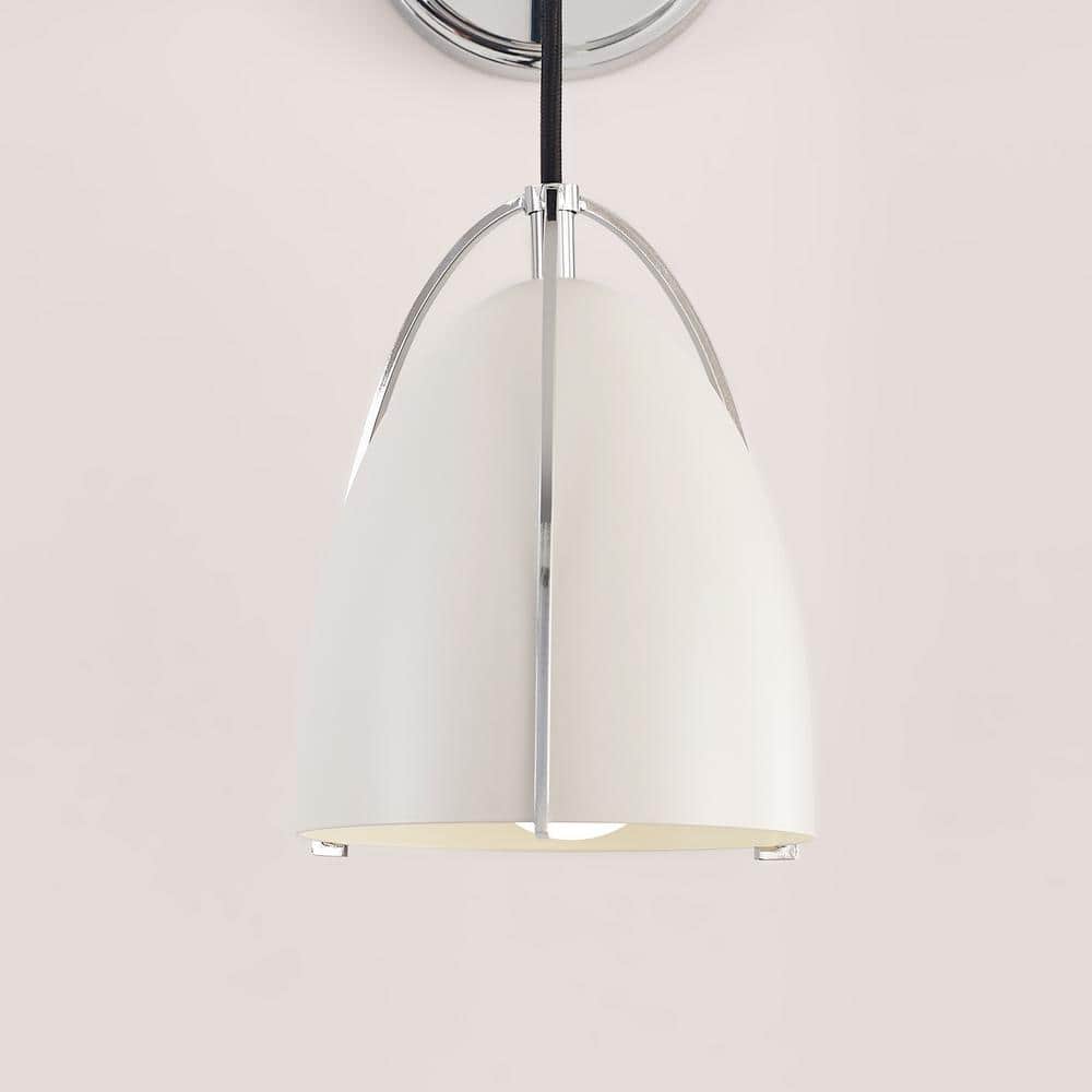 Chrome and Matte White Steel Single Bath Sconce
