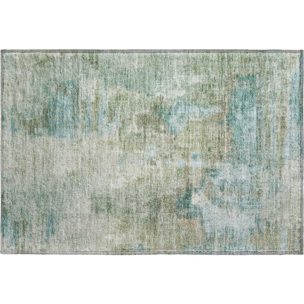 Mayfield Premium Machine Washable Abstract AMF2300 Sage 2 ft. x 3 ft. Accent Rug