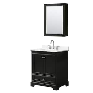 Deborah 30 in. W x 22 in. D x 35 in. H Single Bath Vanity in Dark Espresso with White Quartz Top and MC Mirror