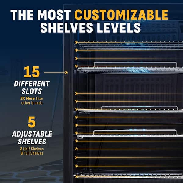 19 in. 126 (12 oz) Can Freestanding Beverage Cooler Fridge with Adjustable Shelves - Stainless Steel