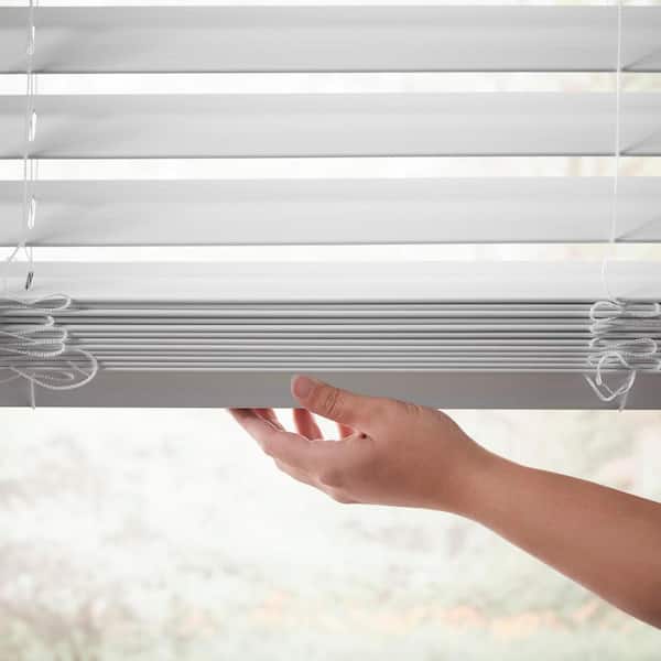 Home Decorators Collection - White Cordless Faux Wood Blinds for Windows with 2 in. Slats - 32 in. W x 36 in. L (Actual Size 31.5 in. W x 36 in. L)