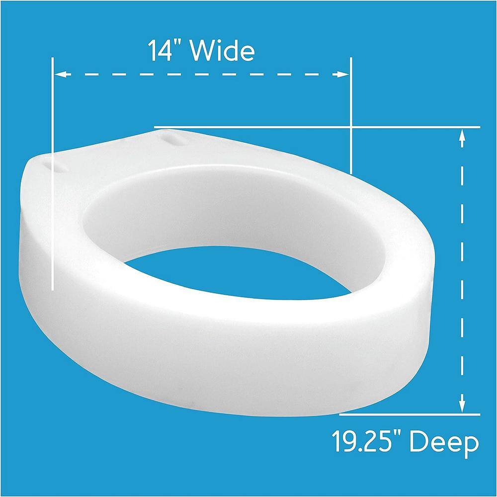 White Molded Plastic Elongated Raised Toilet Seat Elevator