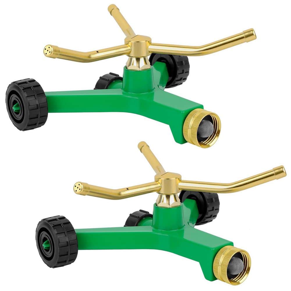 2 Pack 3-Arm Metal Rotary Sprinkler with Wheeled Base, 360 Degree Coverage for Lawn Garden Yard Watering price history on PriceWatchPro