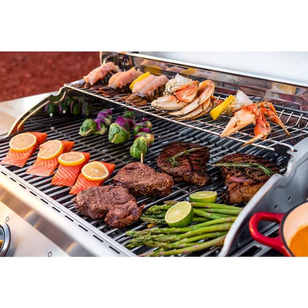 4-Burner Propane Gas Grill in Stainless Steel with Side Burner with Cover