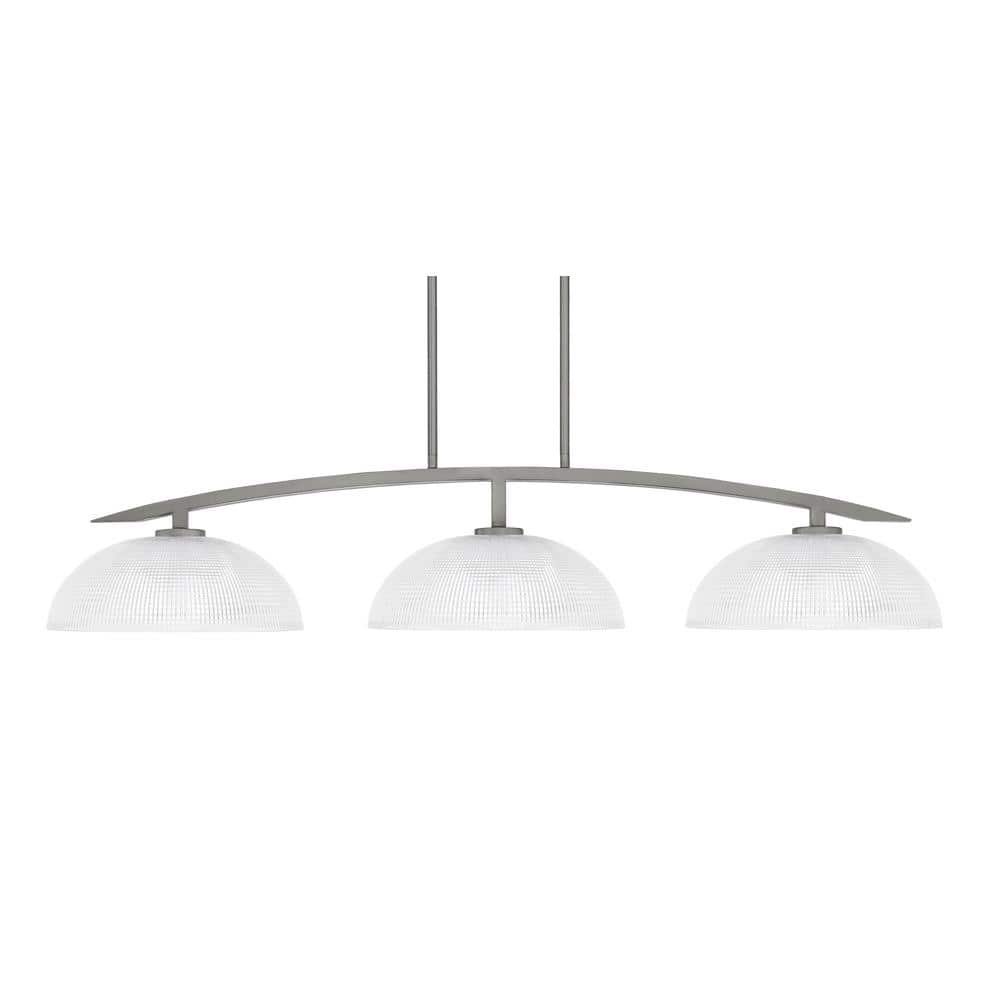 Siena 44.5 in. 3-Light Graphite Chandelier with 13 in. Clear Ribbed Glass S