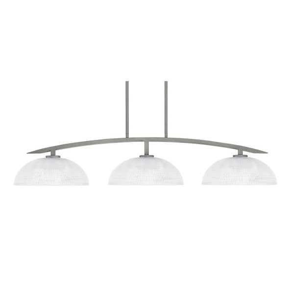 Unbranded Siena 44.5 in. 3-Light Graphite Chandelier with 13 in. Clear Ribbed Glass Shades, no bulbs included