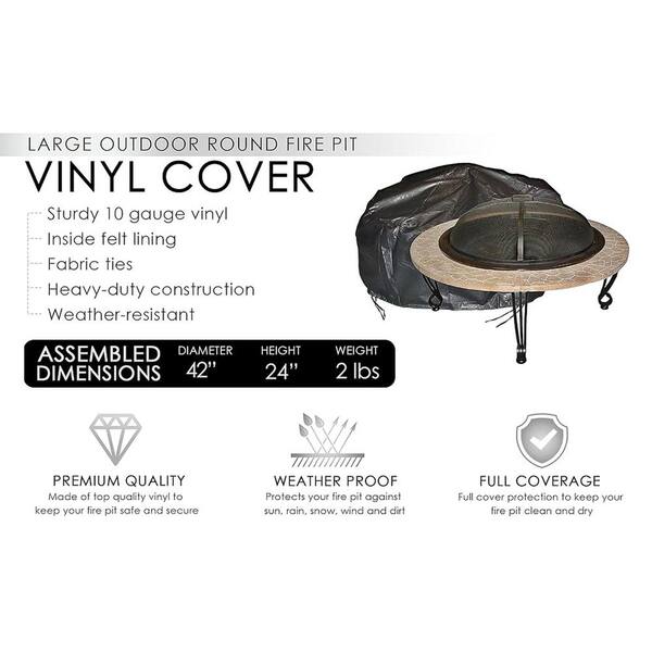 Large Outdoor Round Fire Pit Vinyl Cover Large Outdoor Round Fire Pit Vinyl Cover