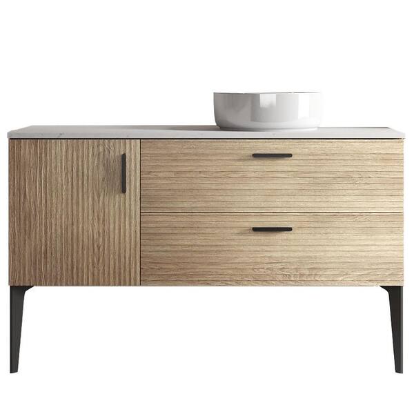 TCYO 48 in. Freestanding Bath Vanity with Solid Surface Top in Oak ...