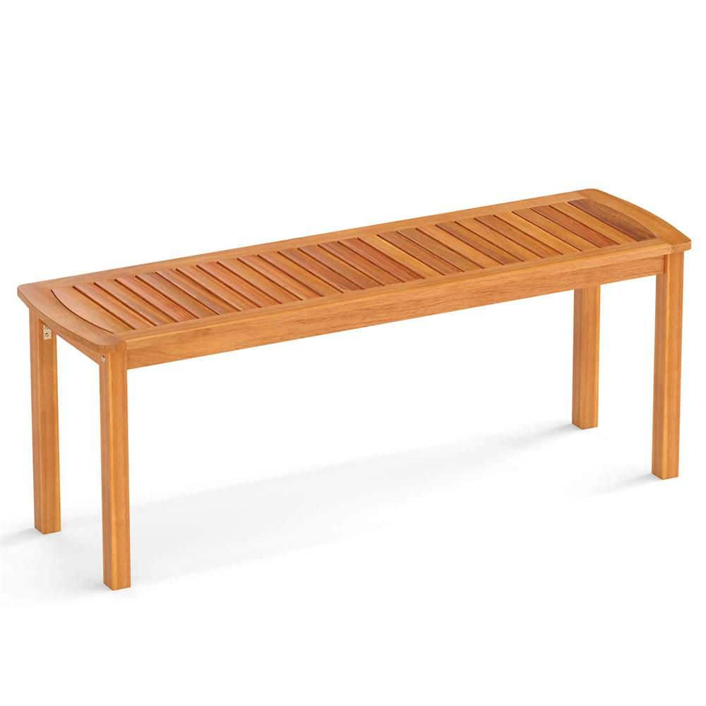 Acacia Wood Outdoor Bench 48 in. Long Patio Dining Bench with Slatted Seat for Garden