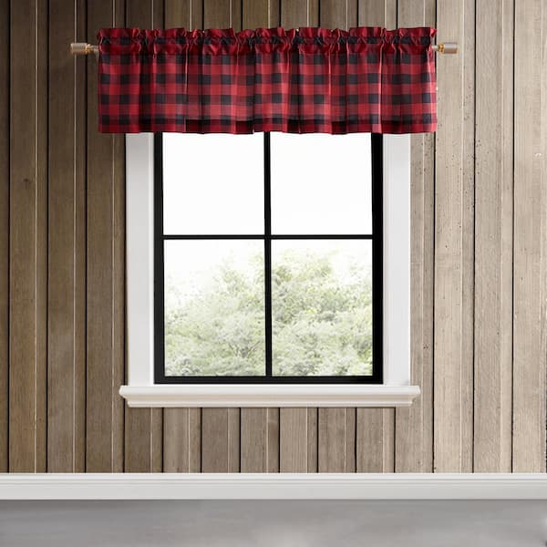 Mountain Plaid Red Microfiber 86X15 Window Valance