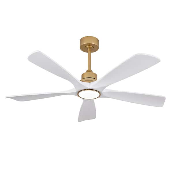 52 in. Indoor Gold Downrod Mount Low Profile Standard Ceiling Fan with Light and Remote Control