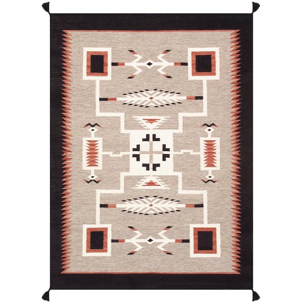 Pasargad Home Tuscany Mocha 5 ft. x 7 ft. Geometric Wool Area Rug