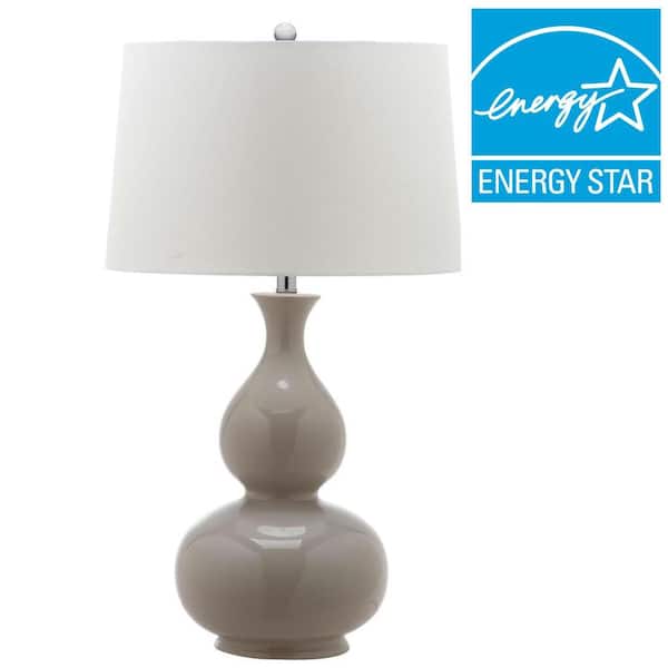 SAFAVIEH Benson 30.75 in. Gray Double Gourd Table Lamp with Off-White Shade