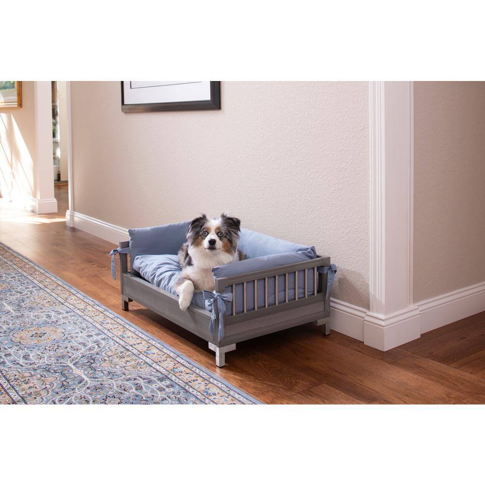 Large Gray Elevated Orthopedic Dog Bed with Foam Fill