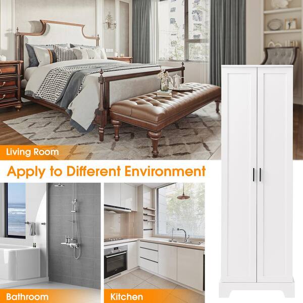 23 in. W x 17 in. D x 71 in. H White MDF Freestanding Linen