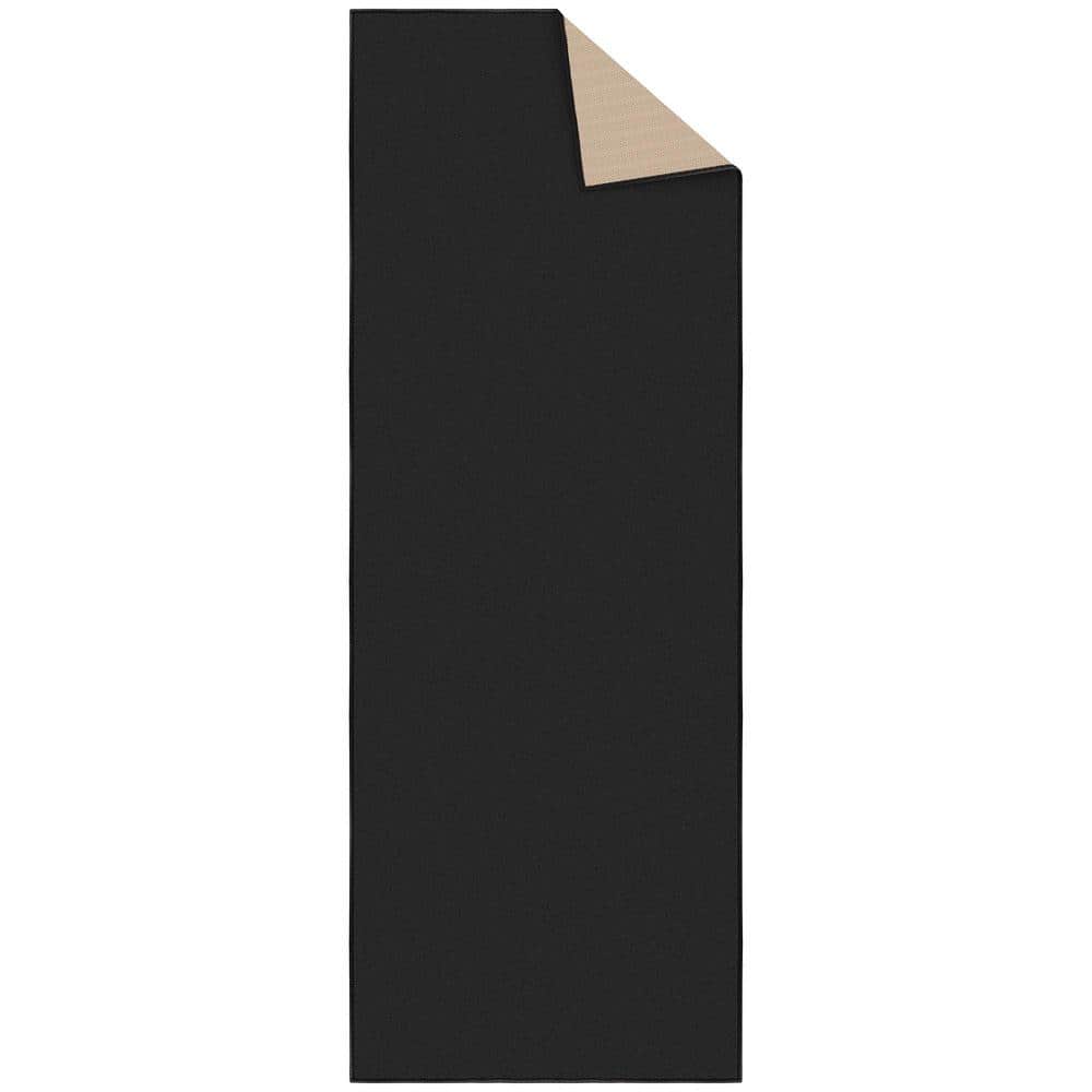Black Synthetic Non-Slip Rectangle Area Rug