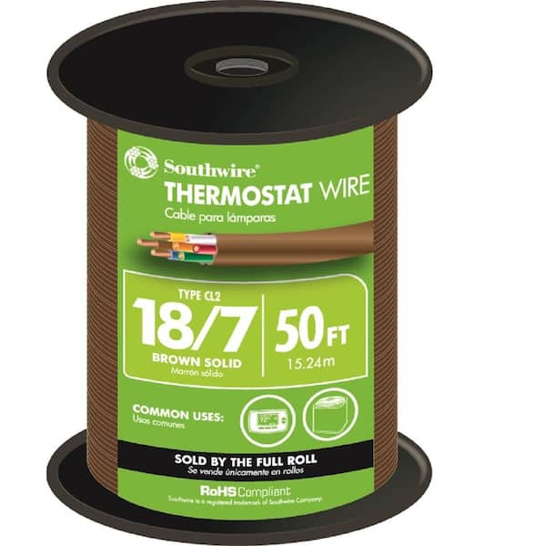 Southwire  50 ft 18/2  Copper  Thermostat Wire  Brown 