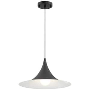 Costa 4 -Watt 1-Light Matte Black Cone Pendant Light with Steel Shade and LED Bulb Included