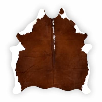 Natural Brown and White 5 ft. x 7 ft. Animal Shape Cowhide Area Rug