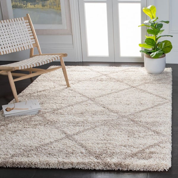 Hudson Shag 6 ft. x 9 ft. Multi Ivory/Beige Geometric Area Rug