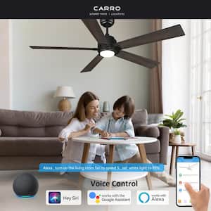Aspen 60 in. Dimmable LED Indoor/Outdoor Black Smart Ceiling Fan with Light and Remote, Works with Alexa/Google Home