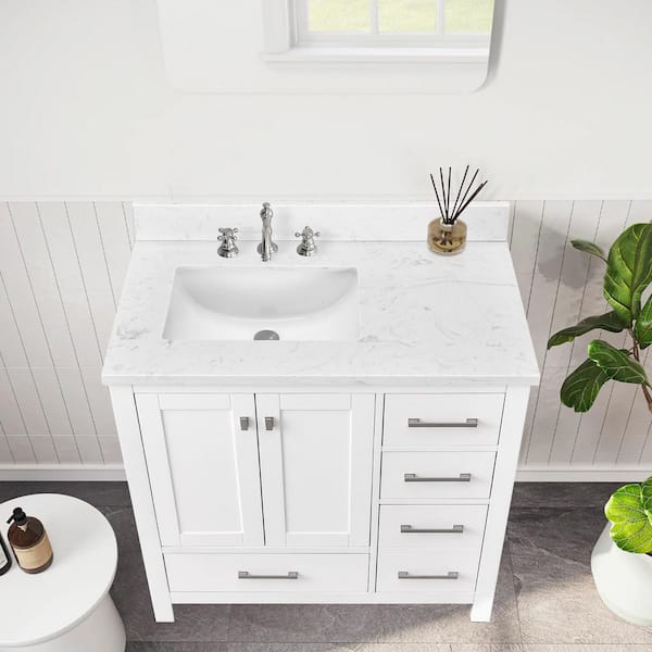 ホワイト（Lサイズ）Stone  LANDOLT Whitehaven 36 in. W x 22 in. D Engineered Stone