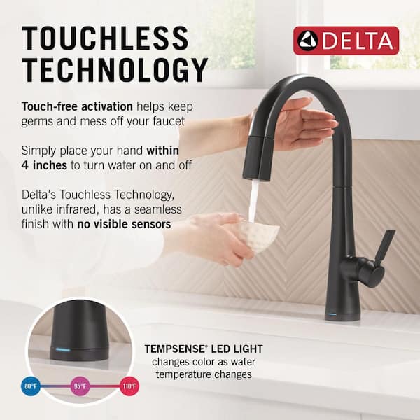 Monrovia Touch/Touchless Matte Black 16.63 in. H Pull Down Sprayer Kitchen Faucet with 360° Spout Swivel