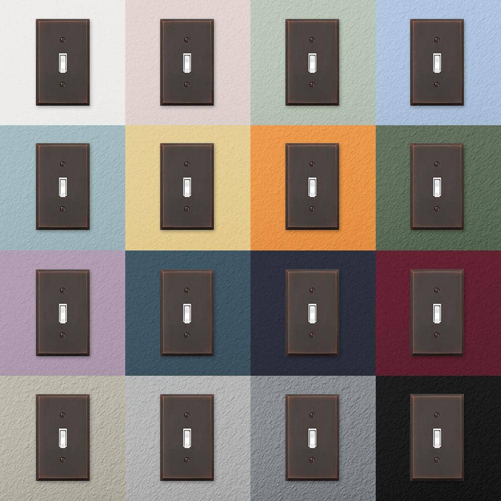 Aged Bronze Rectangular Metal 1-Gang Blank Wall Plate