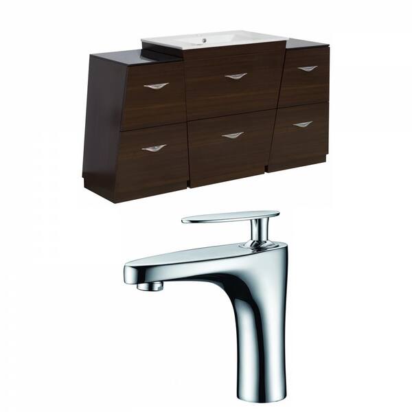 Unbranded 16-Gauge-Sinks 56 in. W x 18.25 in. D Bath Vanity in Wenge with Ceramic Vanity Top in White with White Basin