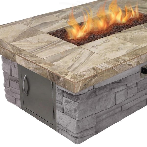Cal Flame Stone Veneer Gas Fire Pit In, Outdoor Fire Pit Log Sets