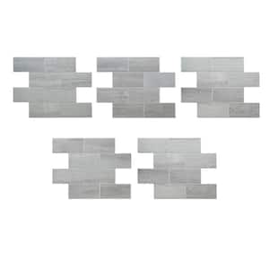 Collage 14.9 in. x 11.75 in. Gray Subway Peel and Stick Decorative Backsplash in (5-pk/case) 6.07 sq. ft.