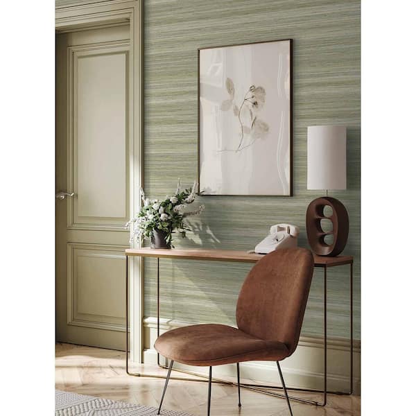 60.75 sq. ft. Seagrass Meiya Embossed Vinyl Unpasted Wallpaper Roll