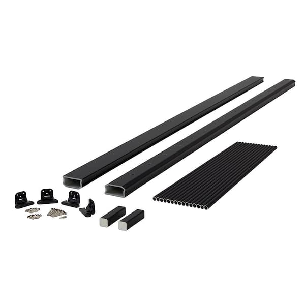 Fiberon BRIO 36 in. x 96 in. (Actual: 36 in. x 94 in.) Black PVC Composite Stair Railing Kit w/Round Aluminum Black Balusters