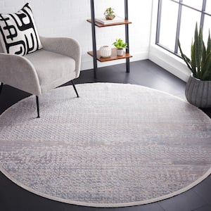 Marmara Gray/Beige/Blue 7 ft. x 7 ft. Round Abstract Gradient Area Rug