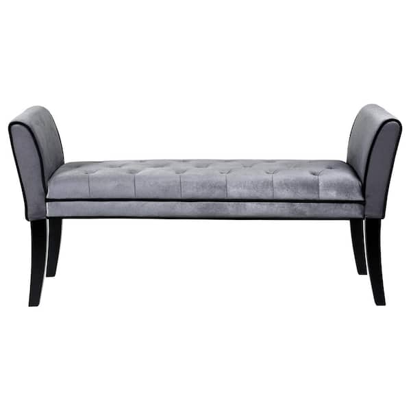 Armen Living 19 in. H x 53 in. W x 18 in. D Chatham Gray Velvet Bench