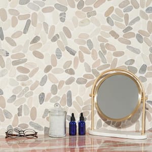 Countryside Sliced Flat Oval 11.81 in. x 11.81 in. Light Blend Floor and Wall Mosaic (0.97 sq. ft. / sheet)