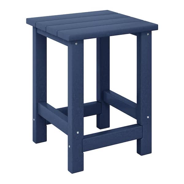 Children's Laguna Outdoor Patio All Weather Fade Resistant Kids Poly Plastic Adirondack Square Side Table in Navy Blue