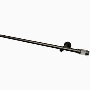 20 MM 63 in. Intensions Single Curtain Rod Kit in Anthracite with Cylinder Finials and Open Brackets