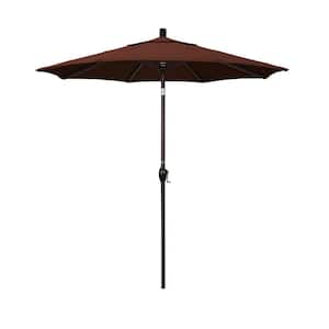 7.5 ft. Bronze Aluminum Pole Market Aluminum Ribs Push Tilt Crank Lift Patio Umbrella in Bay Brown Sunbrella