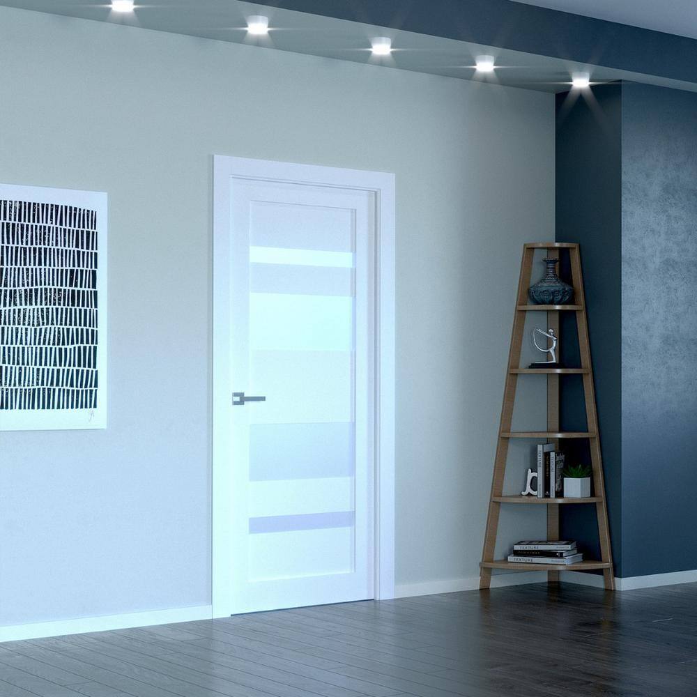 Bianco Noble Frosted Glass and Wood Composite Interior Door Slab