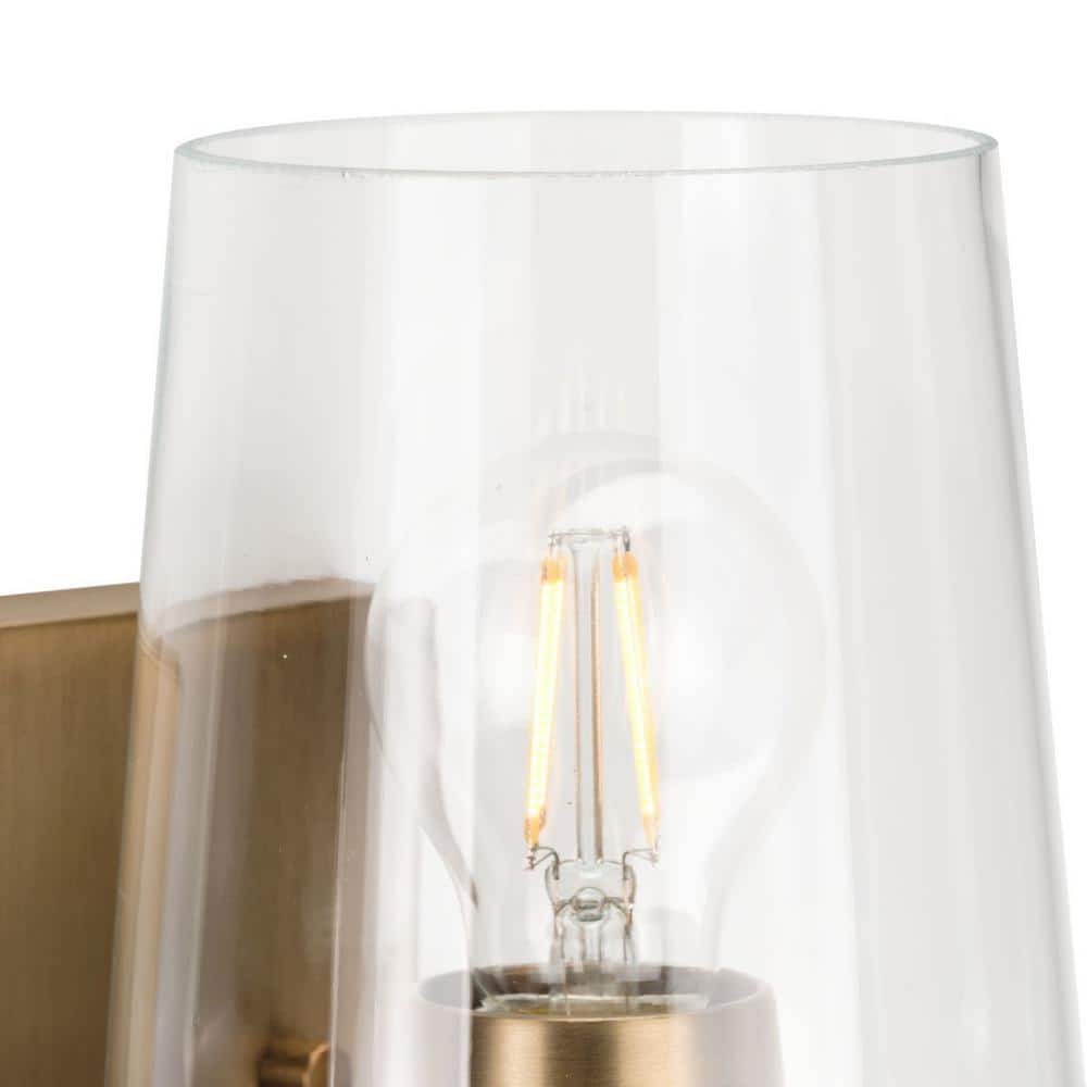 Calais Vintage Brass Dimmable Wall Sconce with Clear Glass Shade