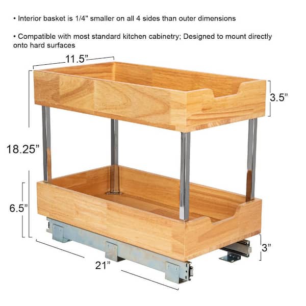 Household Essentials 4521-1 Glidez 1-Tier Sliding Cabinet Organizer, 14.5 Wide, Wood