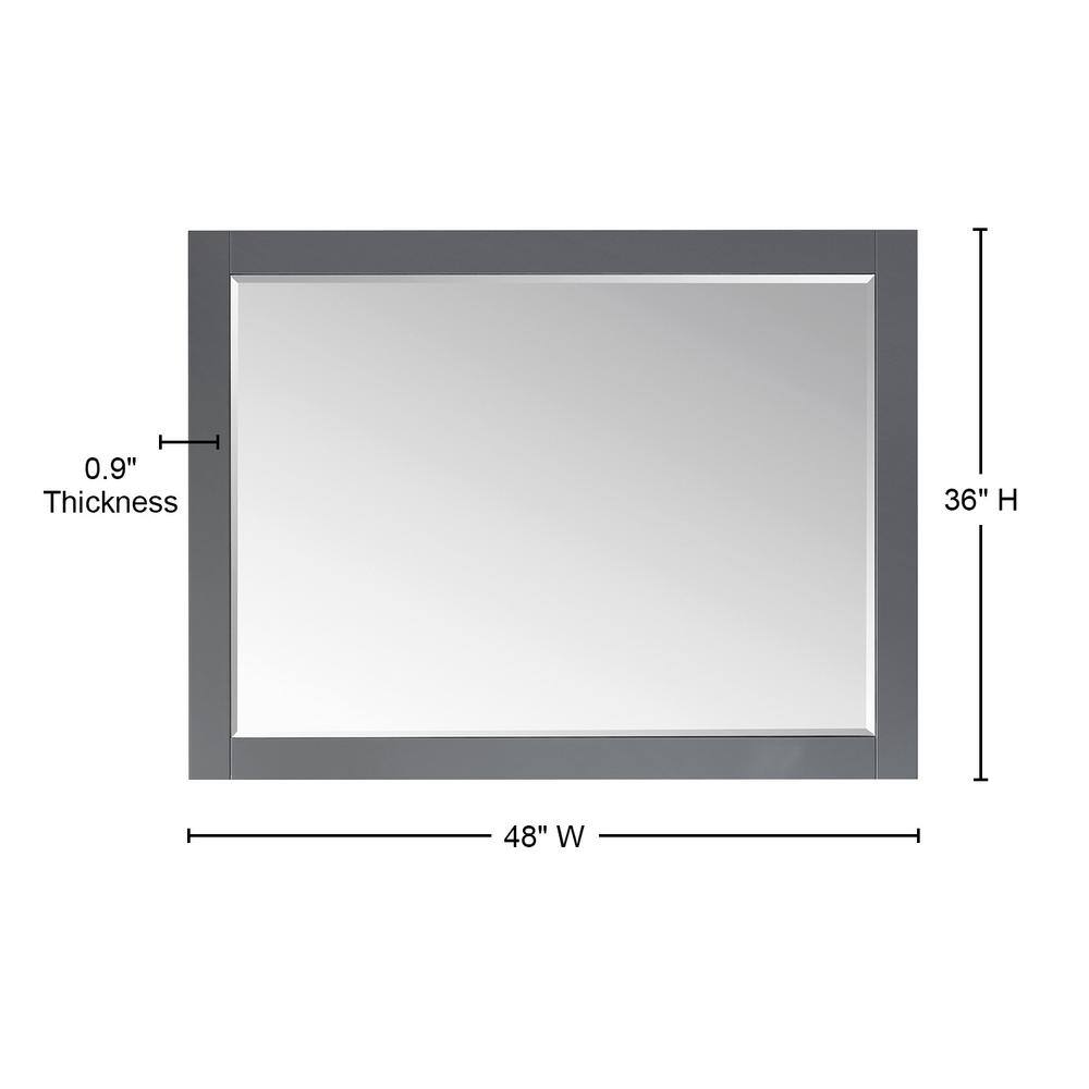 Elegant Ivy 48" Gray Wood Framed Rectangular Bathroom Mirror