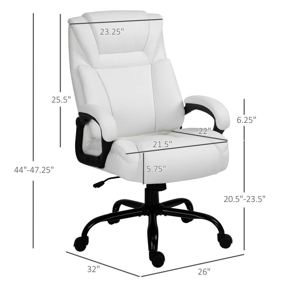 White Faux Leather High Back Executive Swivel Office Chair